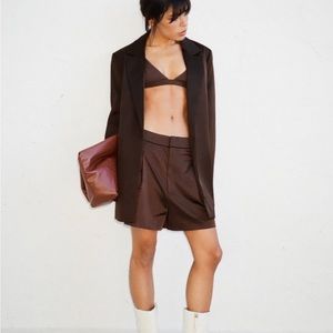 NWT Zara brown satin shorts
